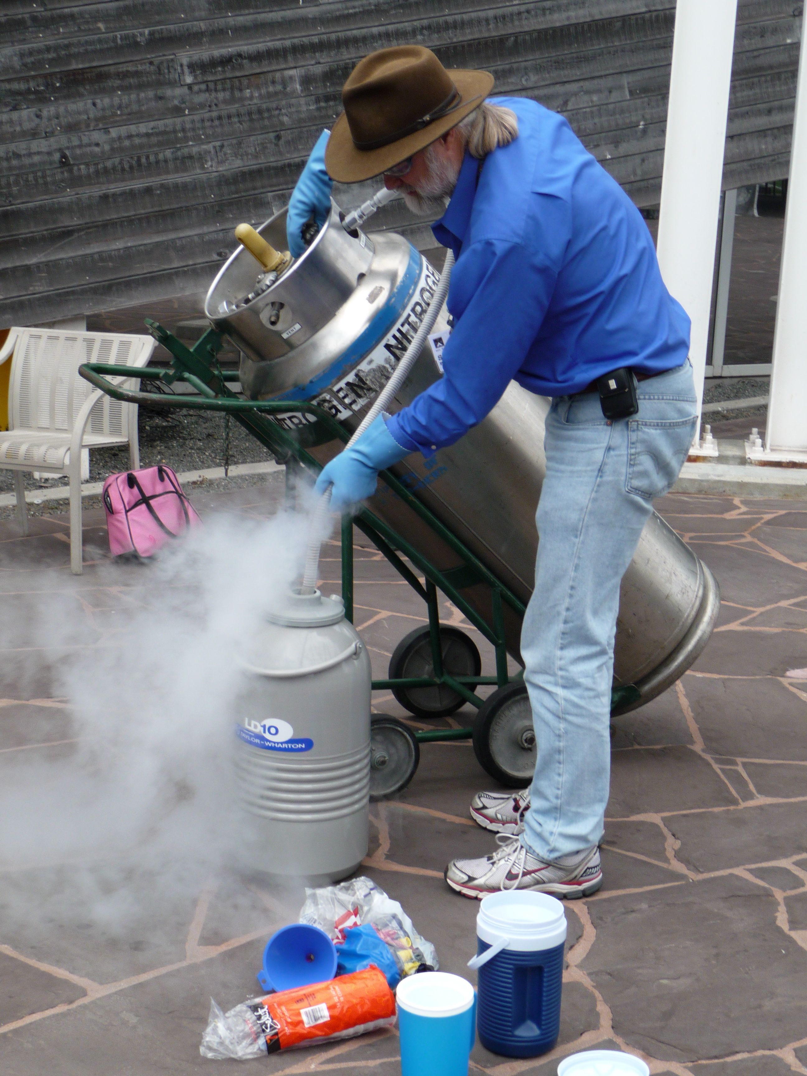 Simon Field making ice cream with liquid nitrogen