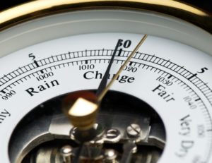 A picture of an barometer pointing to "change"