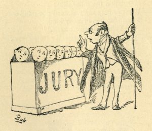 Lawyer arguing before a jury