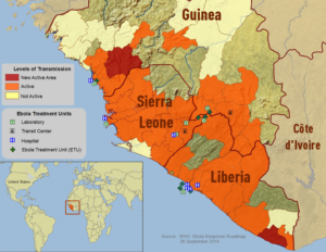 Map showing ebola outbreak