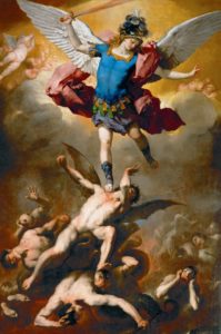 Painting of Angel fighting Devils