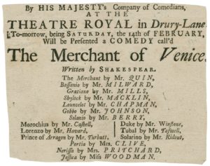 Playbill for The Merchant of Venice