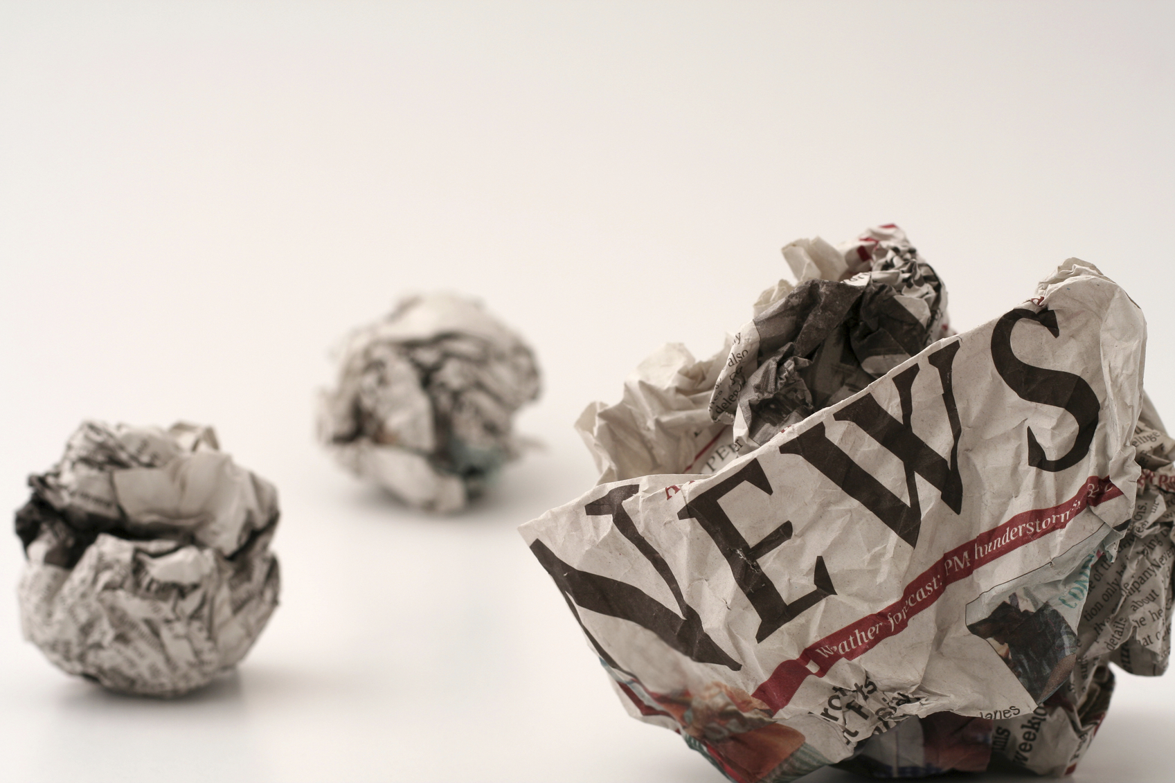 Crumpled newspapers