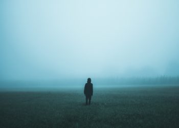 person staring into fog