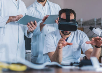 virtual reality glasses in laboratory