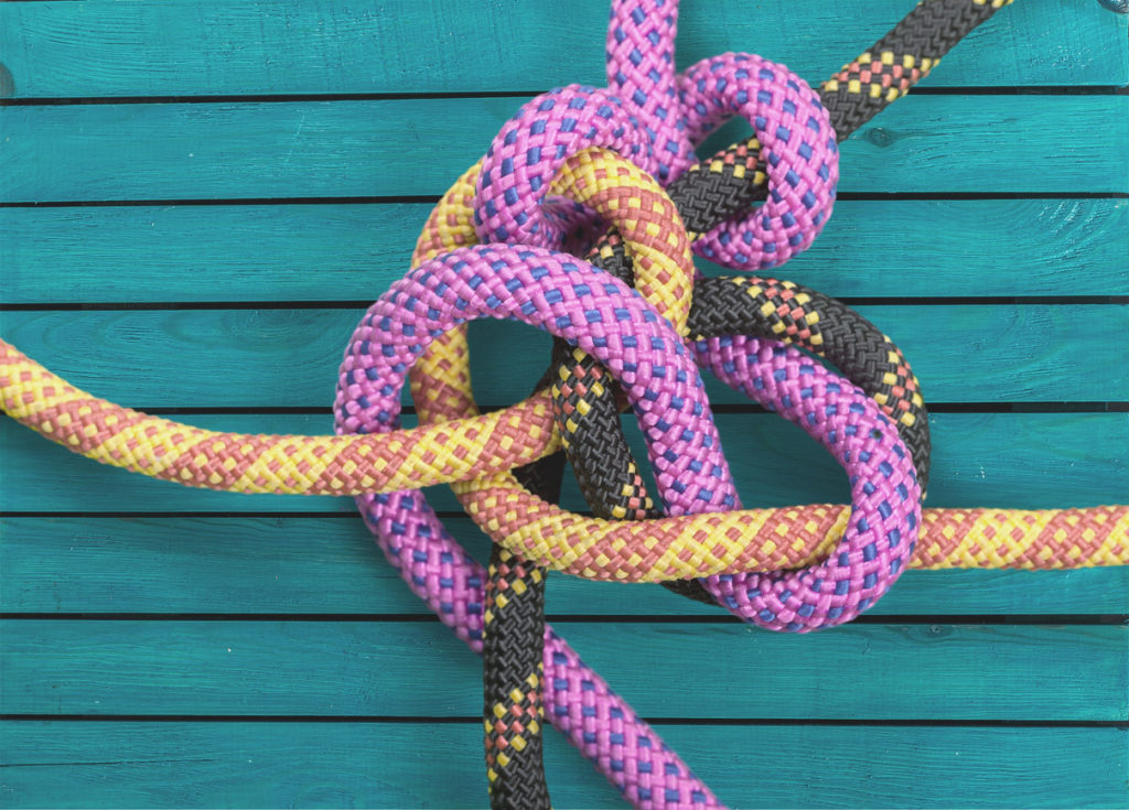 tangled knot of rope
