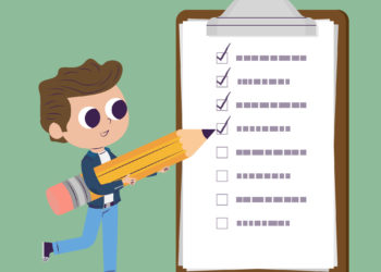 Kid marking a checklist