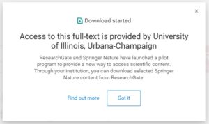 Screenshot of the message indicating full-text access is provided by the University of Illinois, Urbana-Champaign.