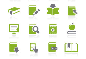 graphic icons of various forms of books