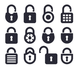 Lock and security icons and symbols collection.