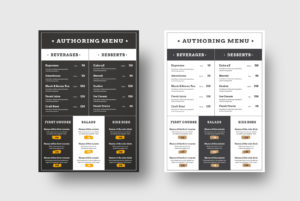 mock up of authoring menus