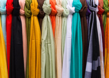 colored scarves in a market
