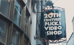 sign in front of video store