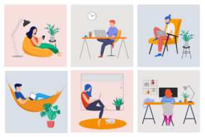 illustrations of different people working from home