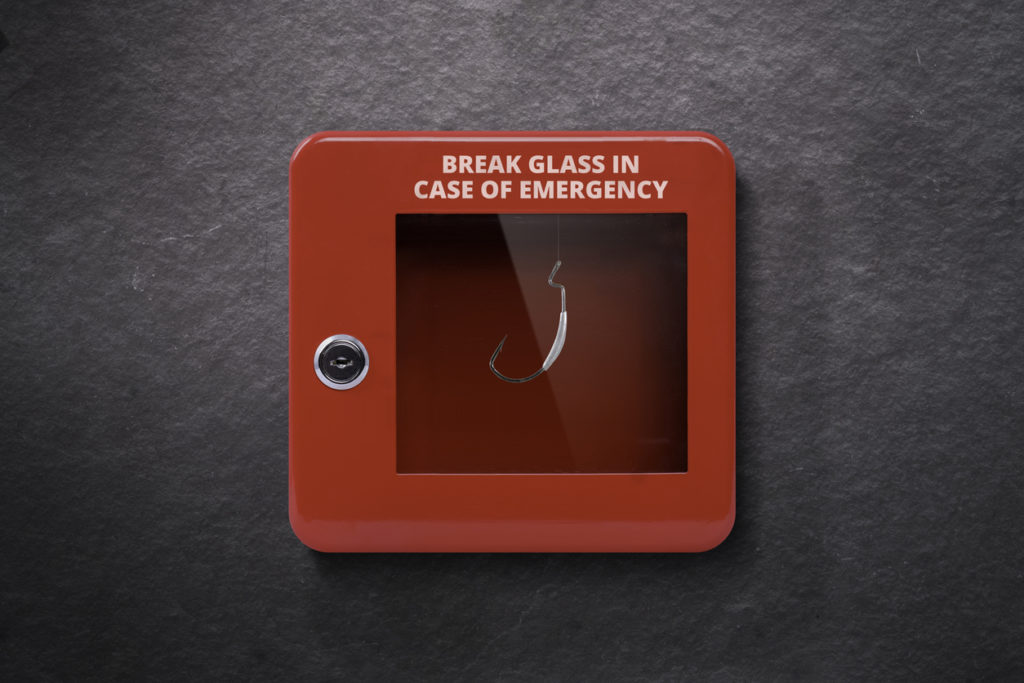 In case of emergency box with fishook inside