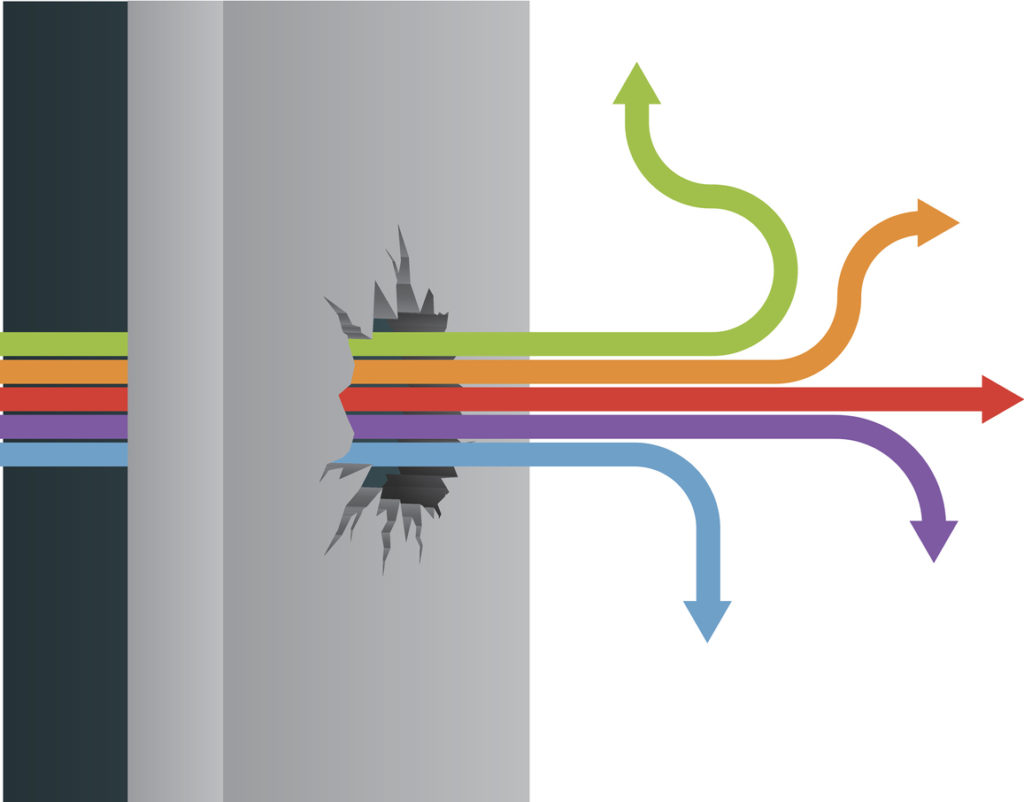 illustration of colored arrows breaking through wall