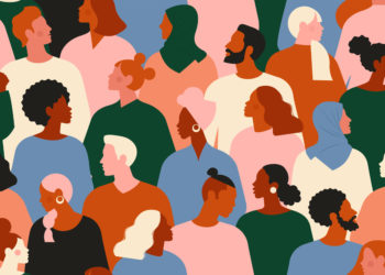 cartoon of a diverse group of people together