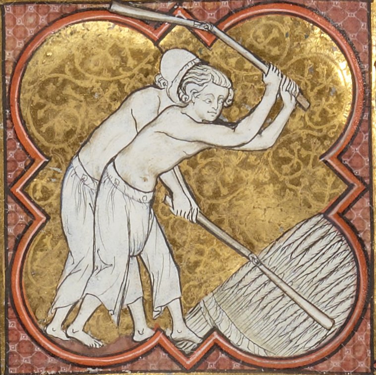 illustration of Threshing with threshing flails