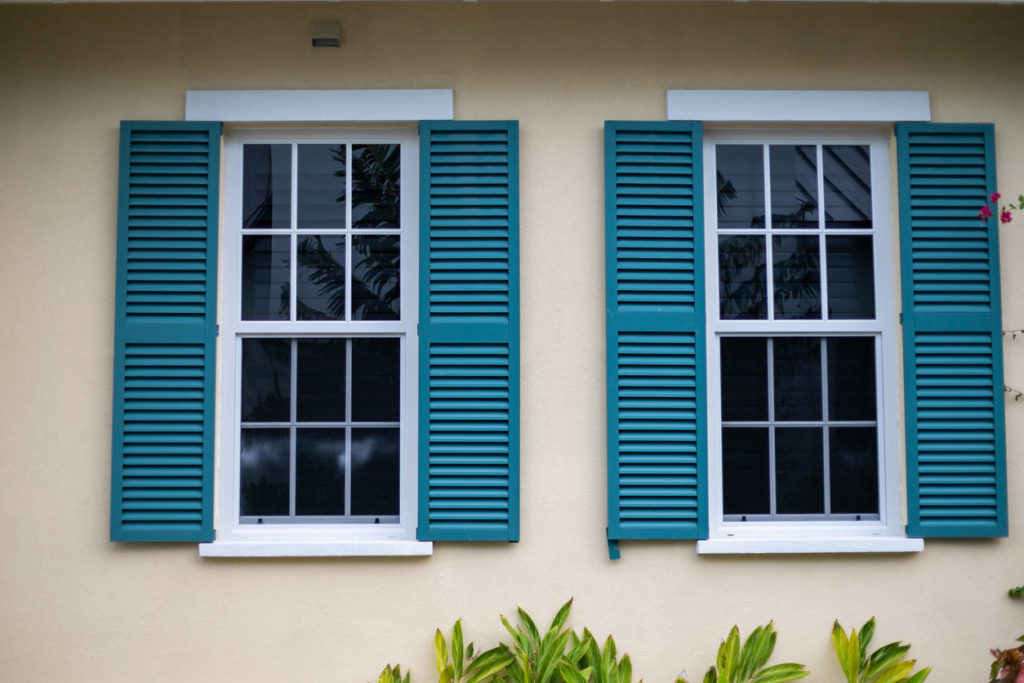Two Outdoor Windows, each with two blinds