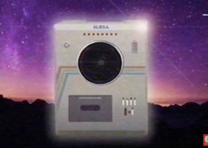 screengrab of fake Alexa device from 1988