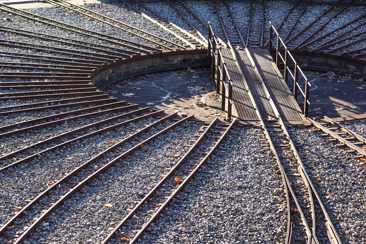 train tracks in a circle for maintenance. railway junction