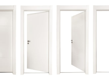 White doors isolated on white background