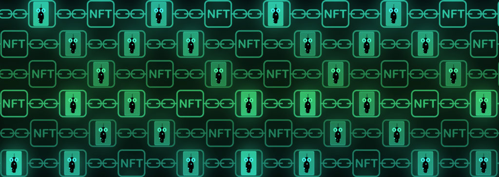 NFT logos on green background
