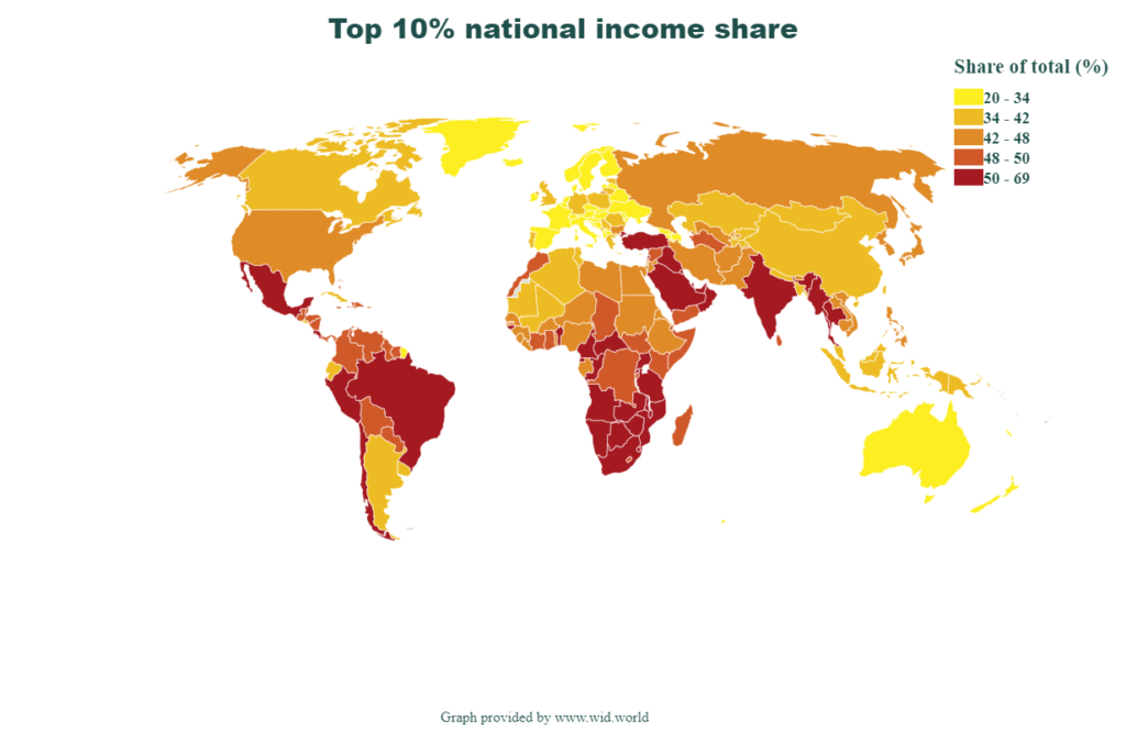 world map showing economic inequality