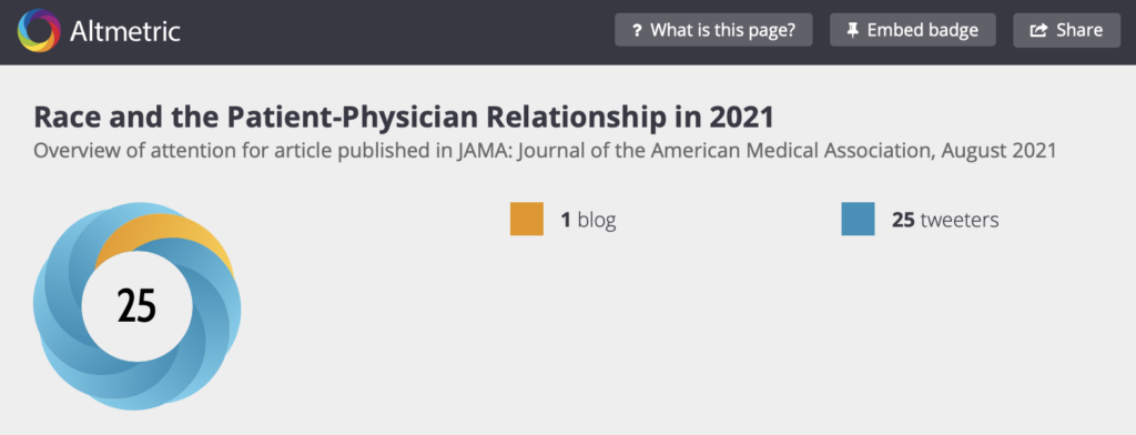 Altmetric Score for JAMA article