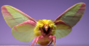 screengrab of rosy maple moth