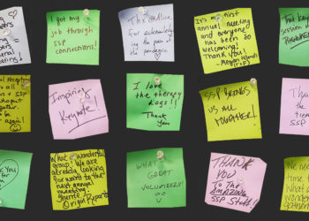 post it notes with comments from meeting attendees