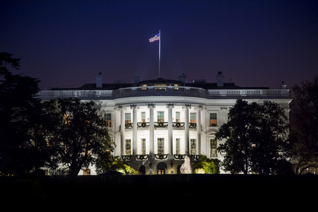 the White House at night