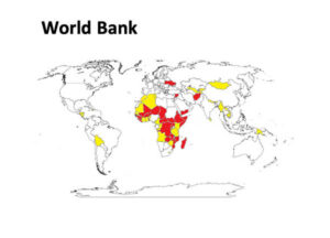 Map of countries that qualify for waivers under World Bank numbers