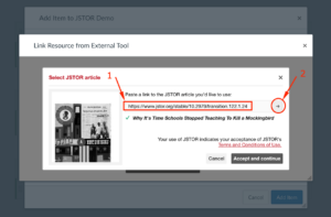 screenshot of accessing a JSTOR article in an LMS
