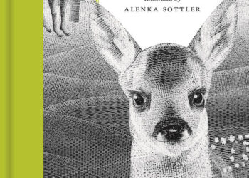 partial view of book cover, illustration of a deer