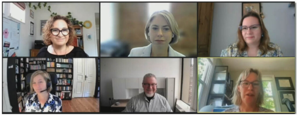 screenshot of six people in a zoom call online