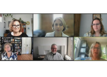 screenshot of six people in a zoom call online