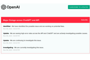 Screengrab of ChatGPT error messages