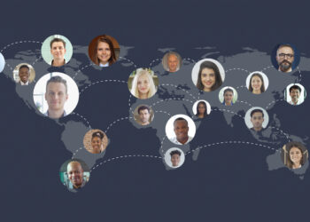 global map showing connections between a variety of diverse people