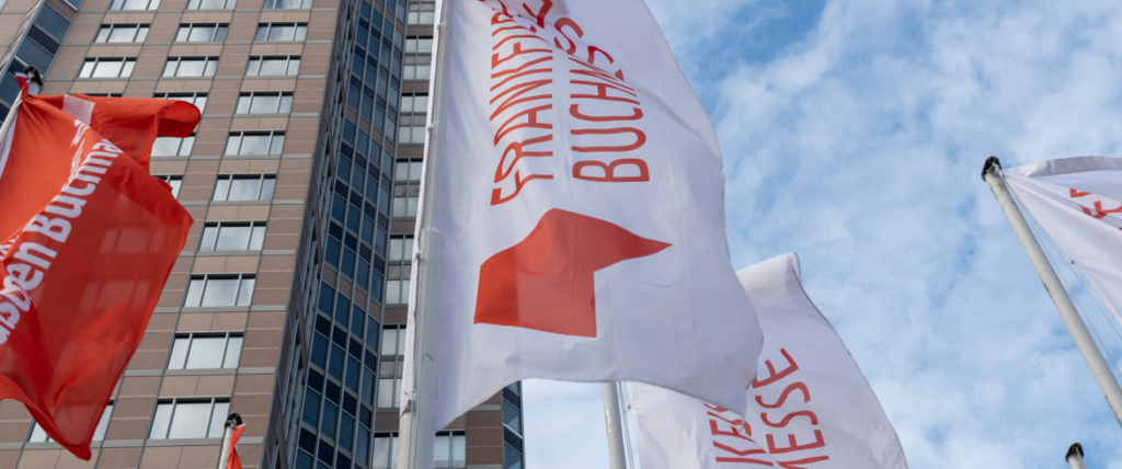 Flags in front of the Frankfurt book fair