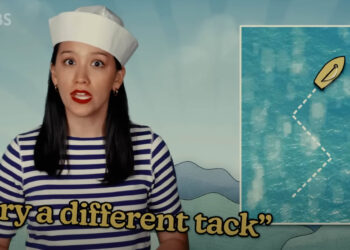 screen grab of a sailor explaining the term "try a different tack"