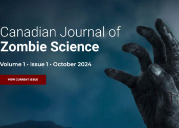 logo for Canadian Journal of Zombie Science with a ghoulish hand reaching up