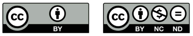 badges for CC BY and CC BY-NC-ND licenses