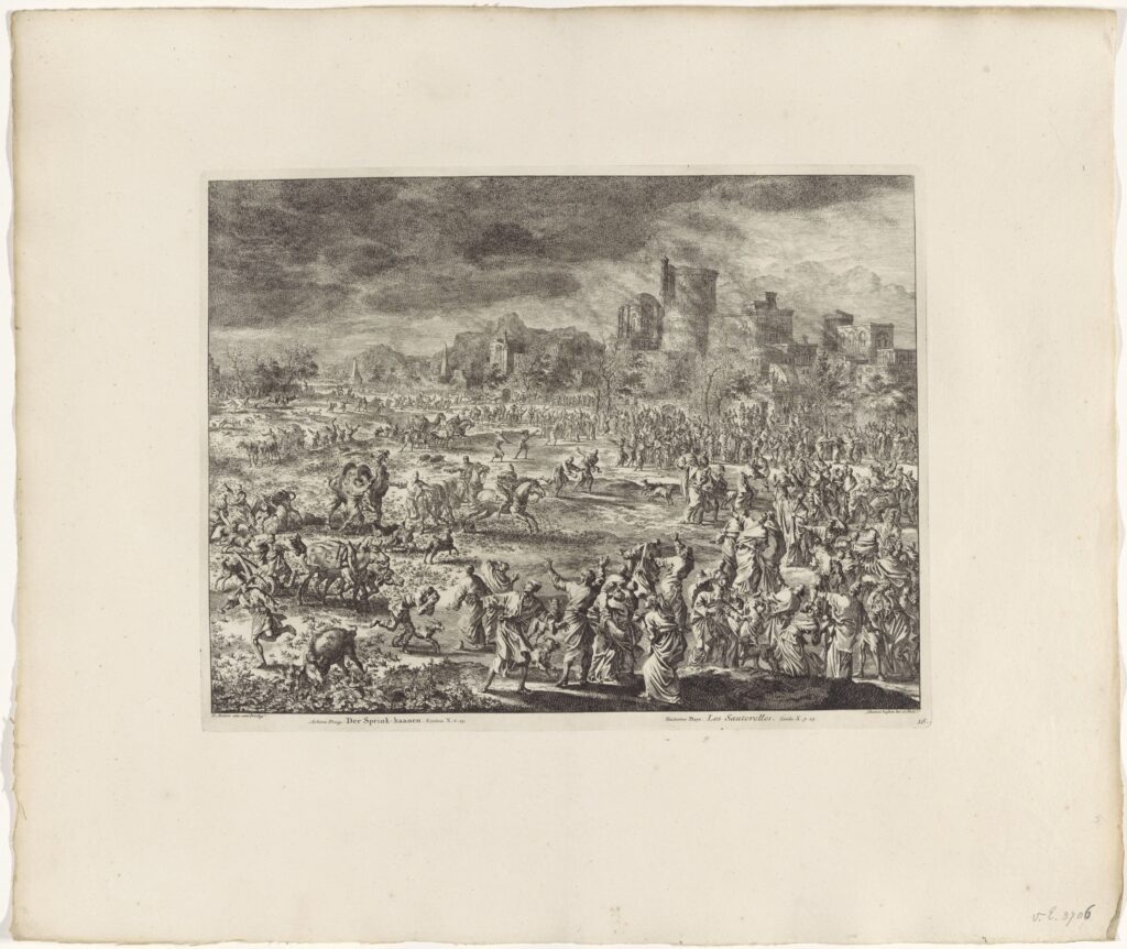 drawing of the plague of locusts descending upon Egypt in the biblical story of Moses