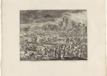 drawing of the plague of locusts descending upon Egypt in the biblical story of Moses