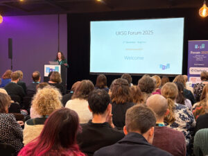 Photo of Charlie Rapple at the UKSG Forum. Photo by UKSG.