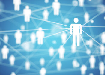 image of figures of individuals connected into a network by interconnecting lines