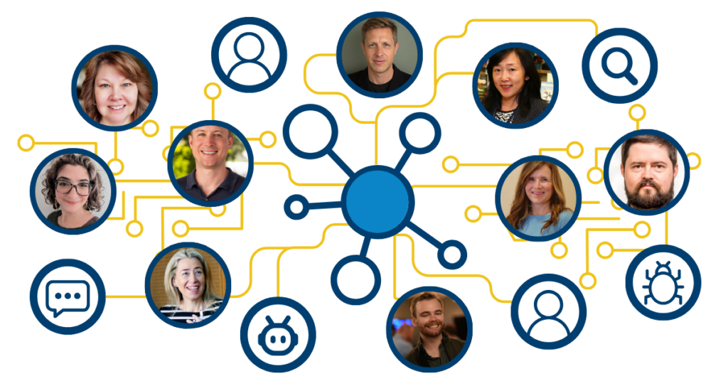 graphic showing interconnected circles containing photos of the participants quoted in this article