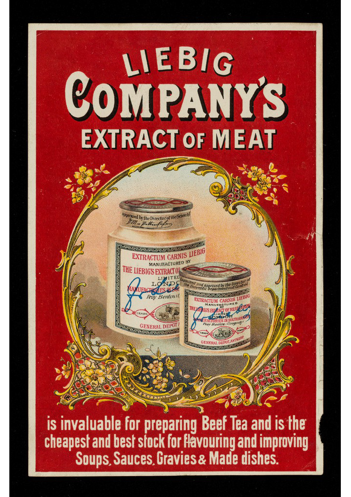 Magazine insert advertisement of "Extract of Meat," probably between 1890 and 1899, a concentrated syrup marketed as a restorative “beef tea."