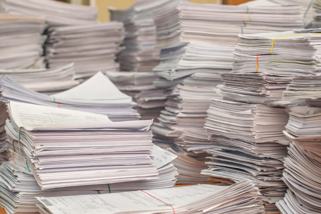 stacks and stacks of paper documents